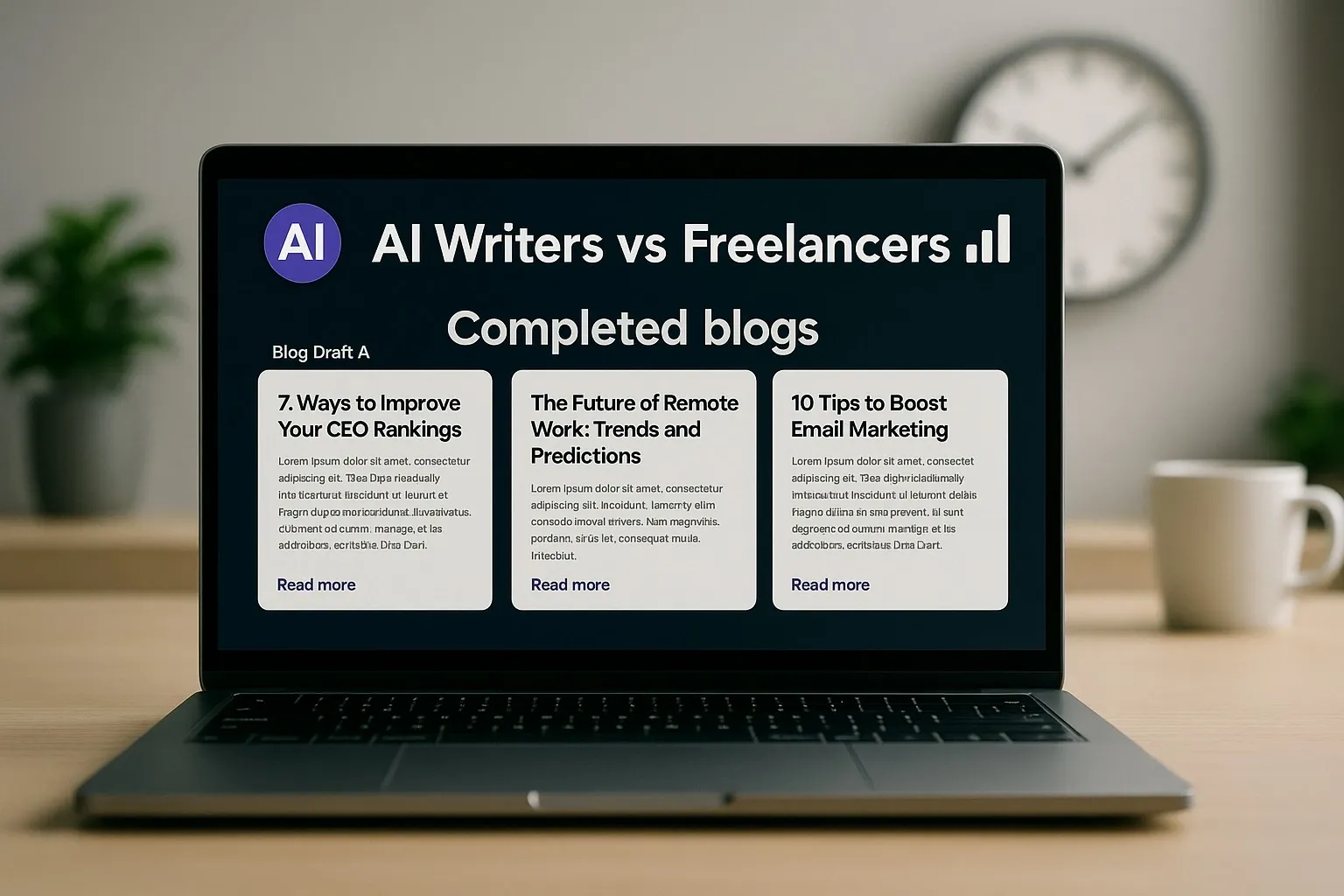 AI writing tool producing articles at high speed.