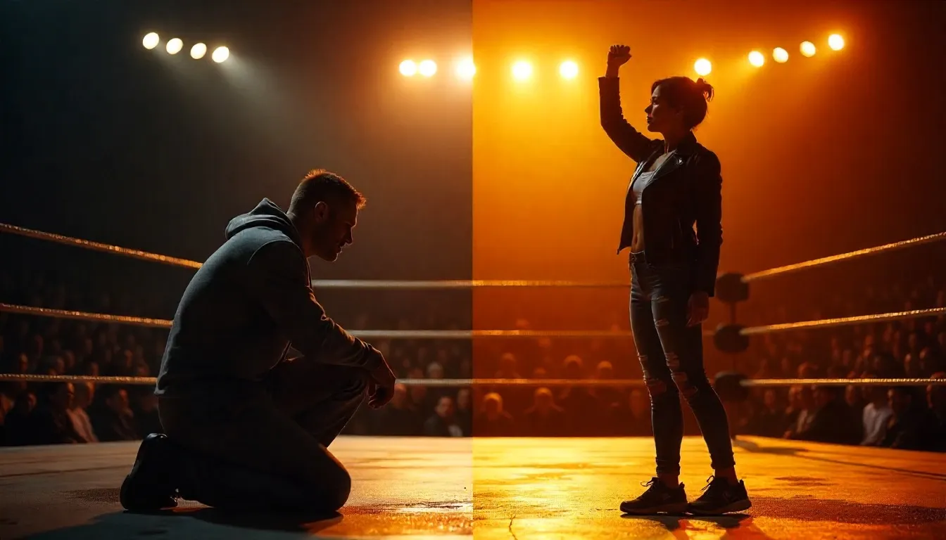 John Cena farewell and AJ Lee return split-screen