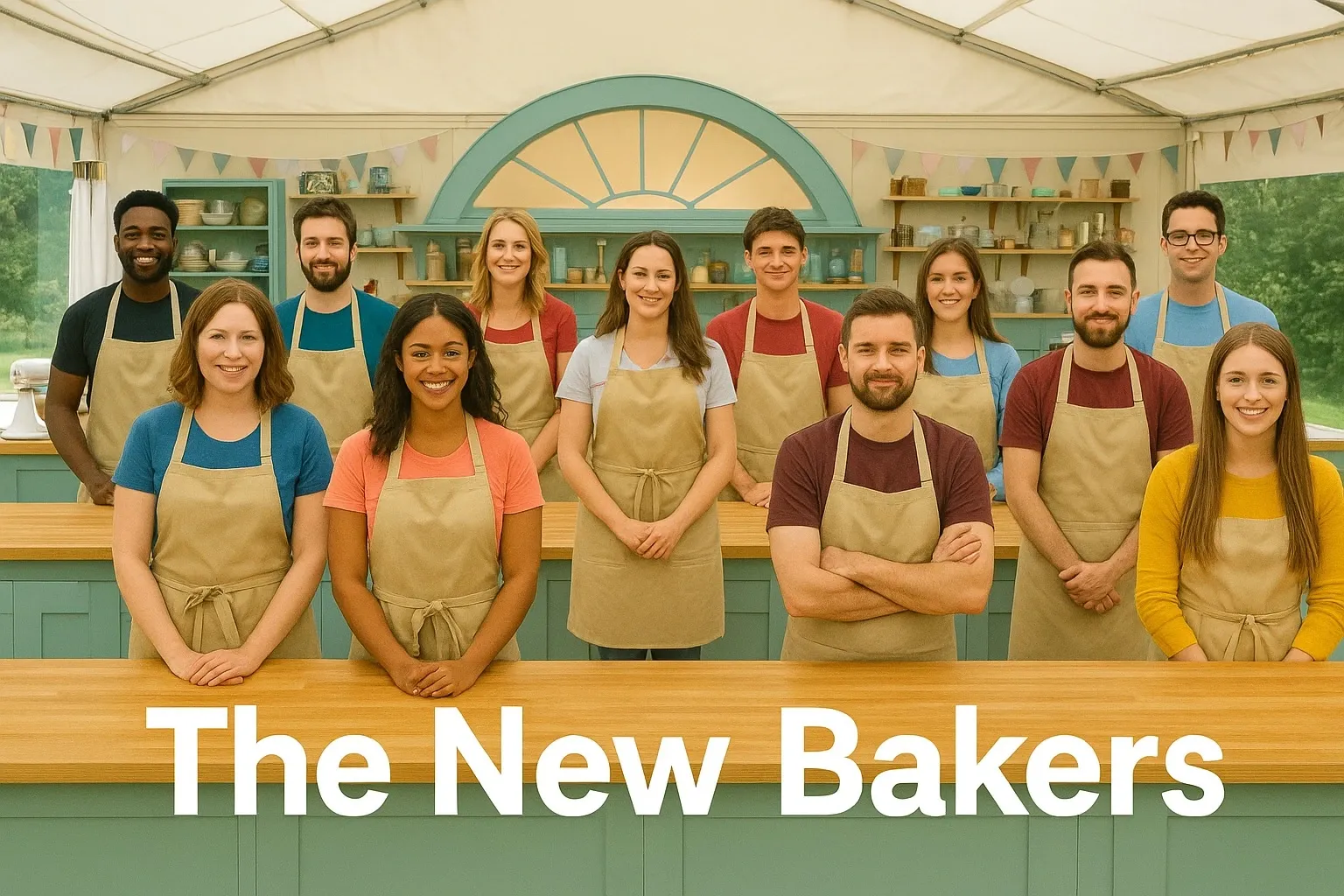 Collection 13 bakers grouped in the tent