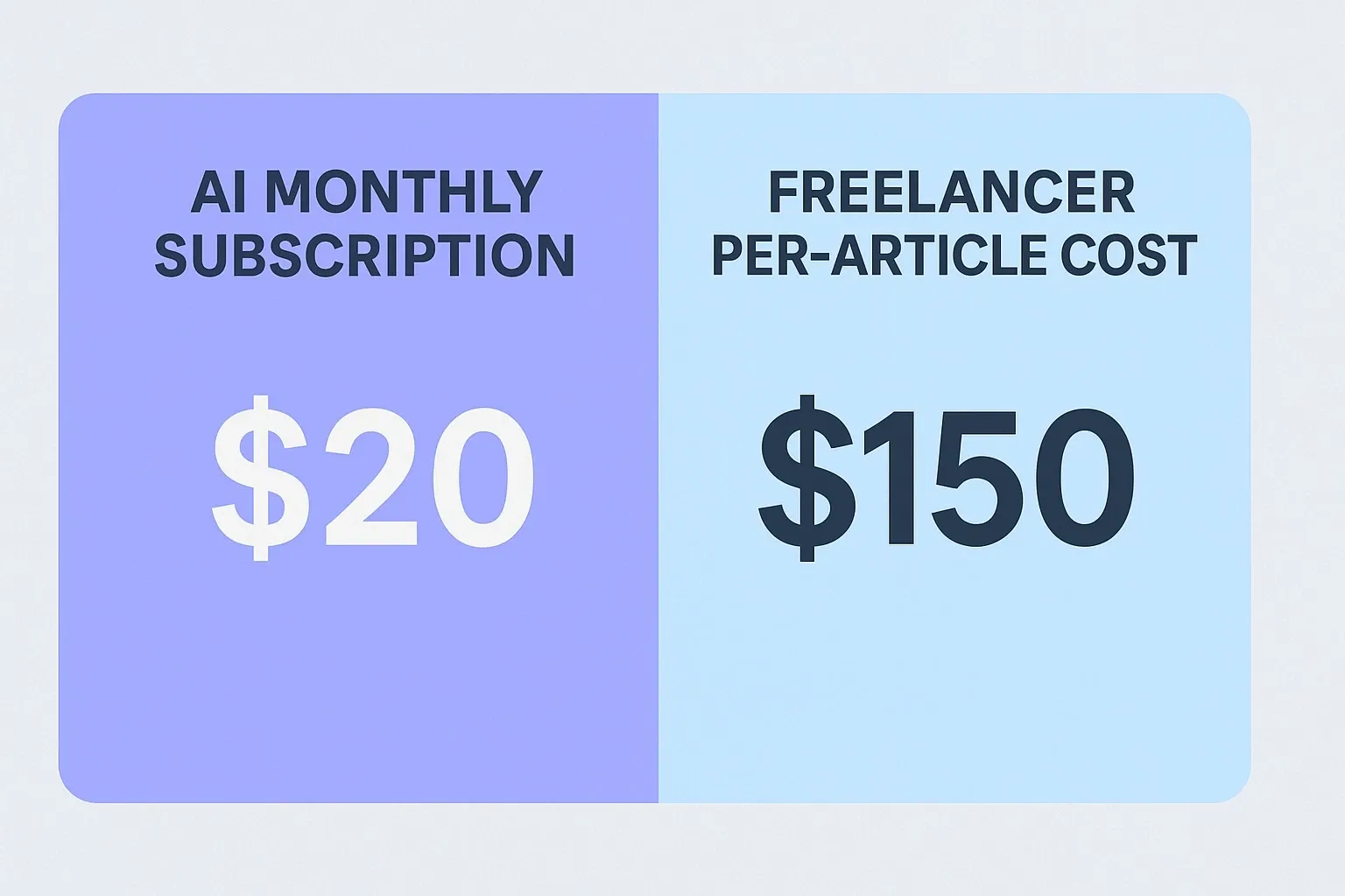 Cost comparison between AI writers and freelancers.