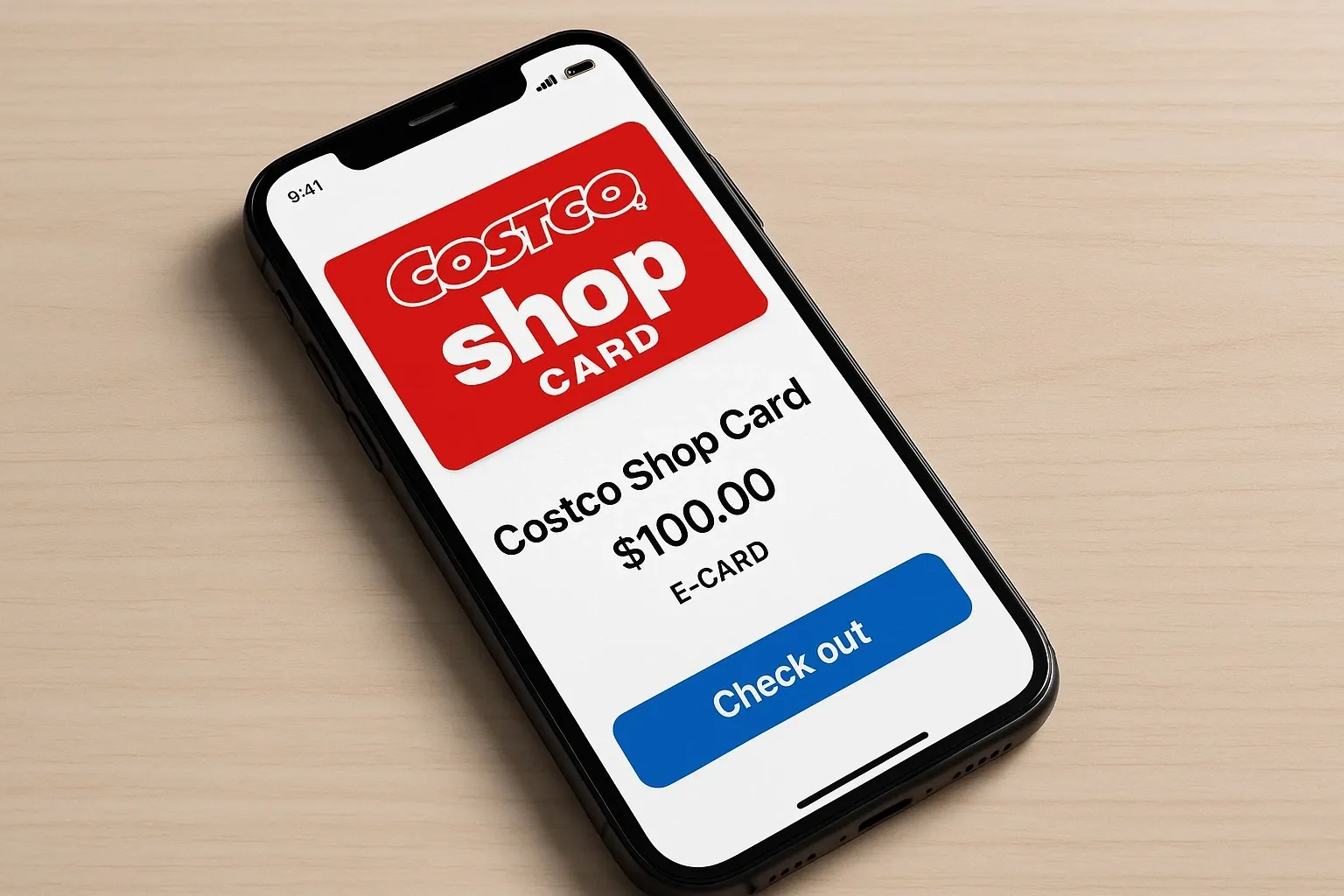 Digital Costco Shop Card displayed on a smartphone screen.