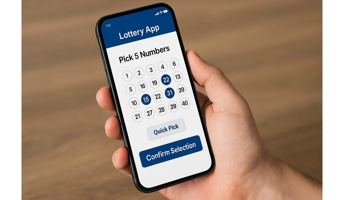 Fantasy 5 Arizona lottery ticket purchase on mobile app.