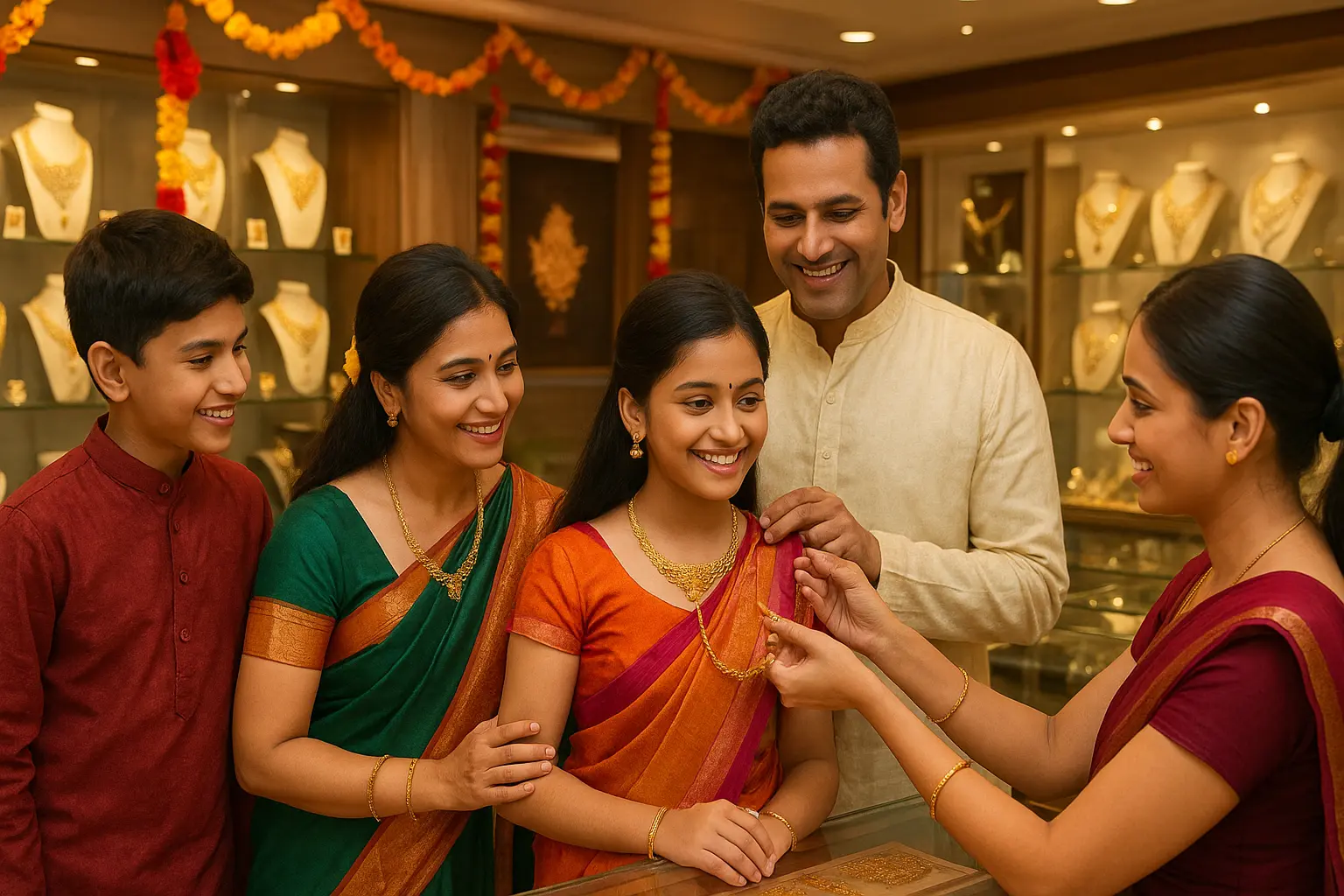 Indian family buying gold for investment