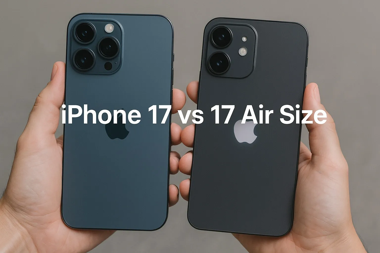 Side profile showing iPhone 17 vs 17 Air thinness.