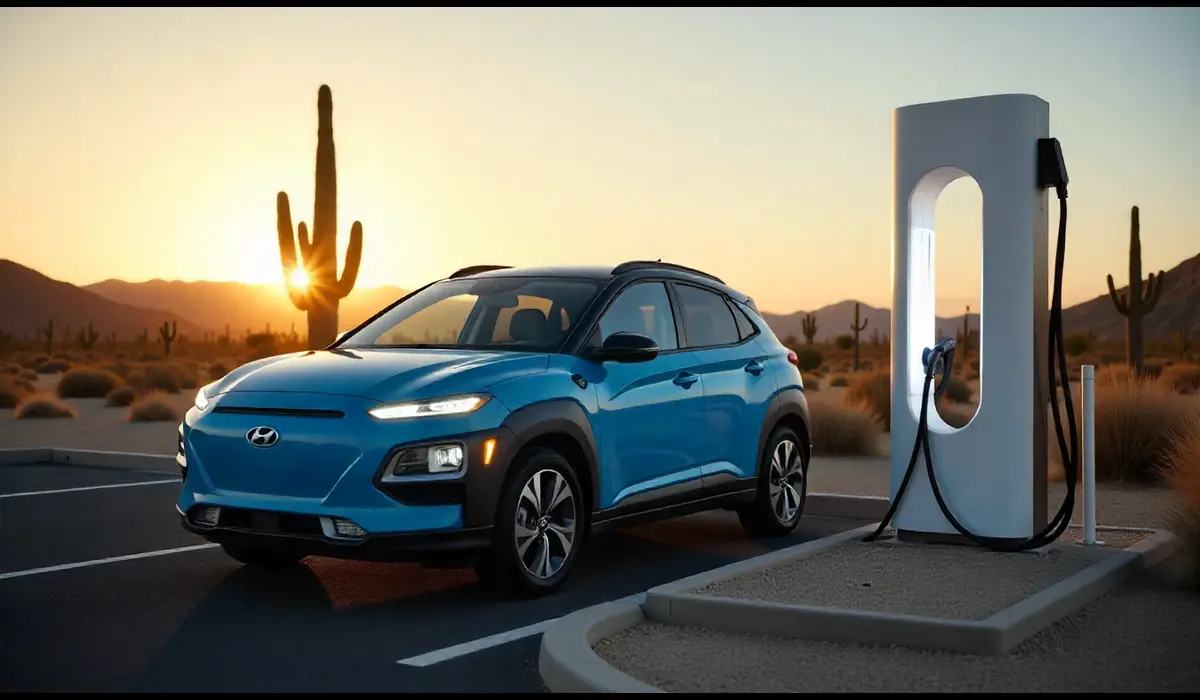 Hyundai Kona affordable electric car charging.