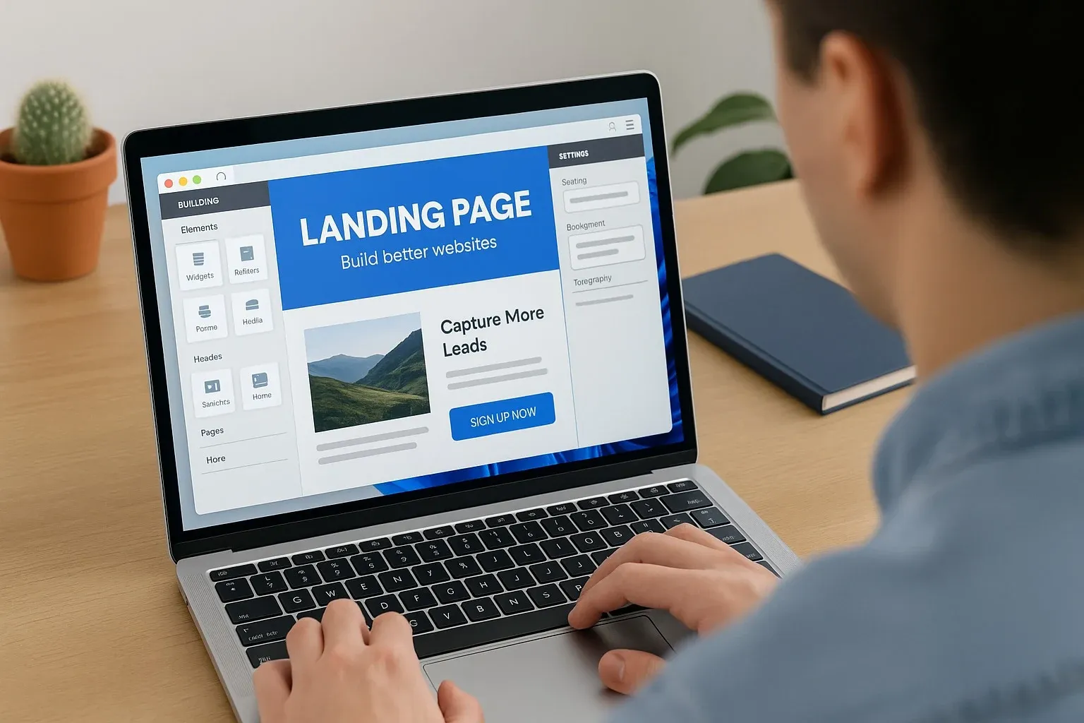 Landing page tool in use