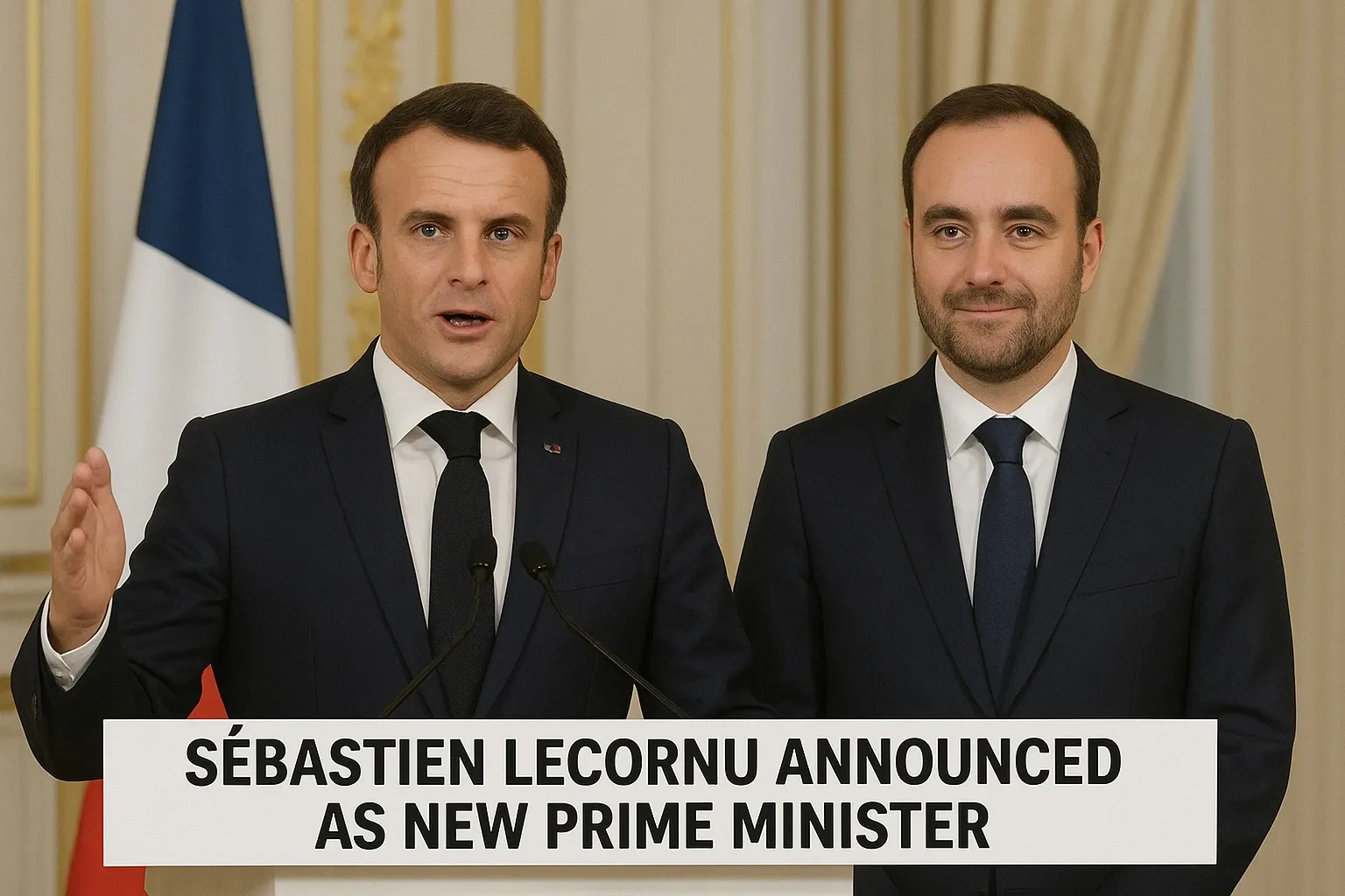 Macron appointing Sébastien Lecornu as French PM.