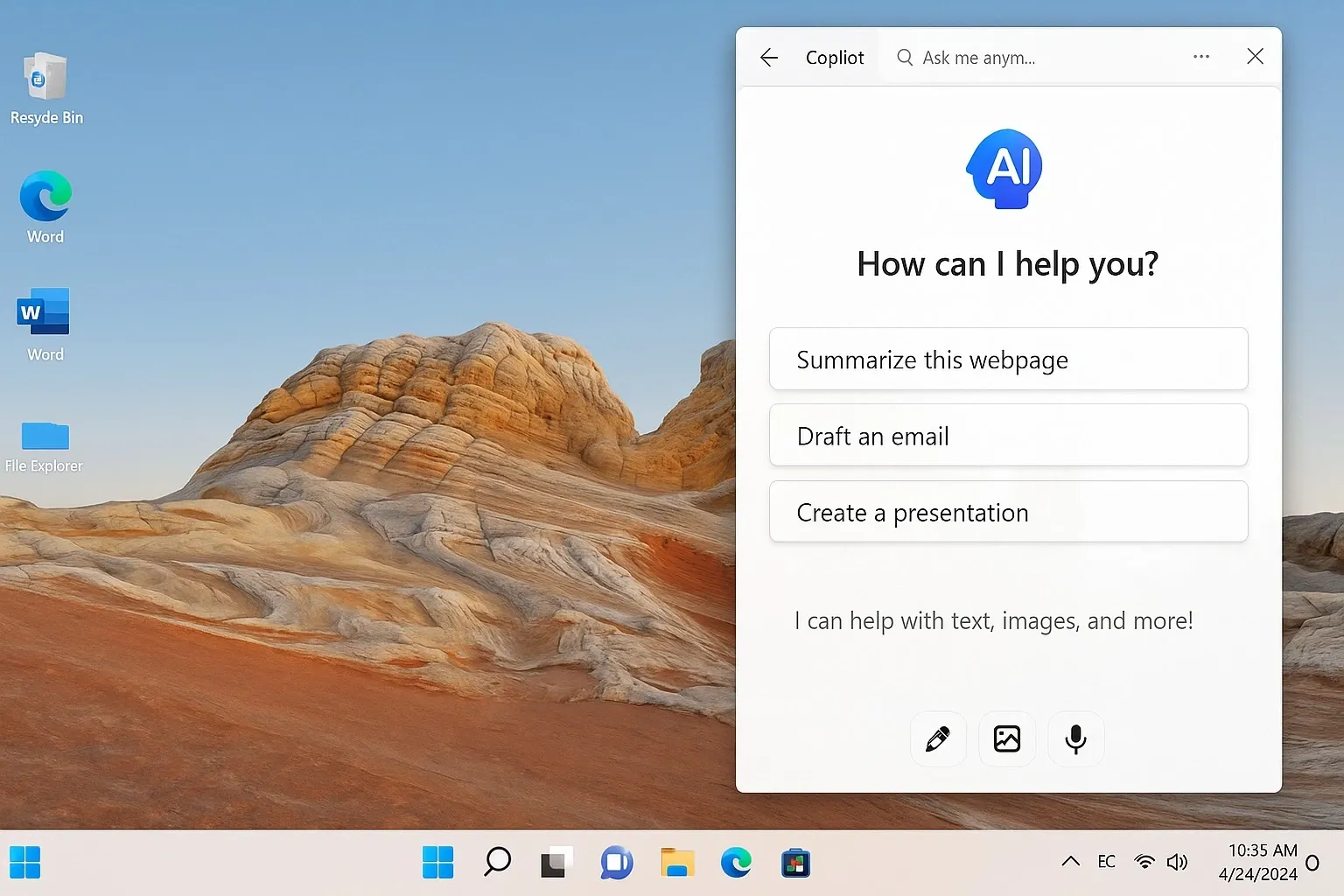 Windows Copilot AI assistant