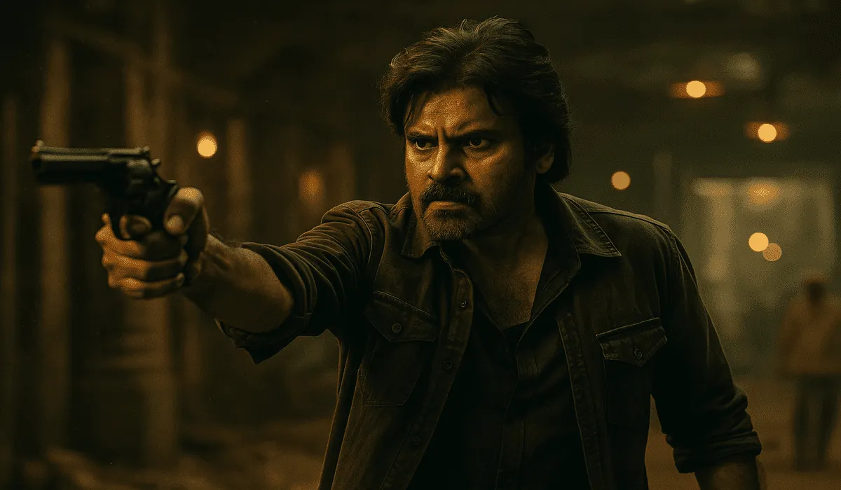 Pawan Kalyan in OG trailer action scene.