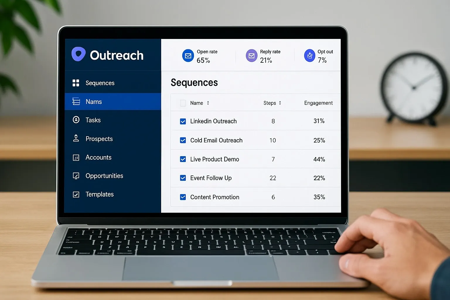 Outreach.io optimizing sales email sequences with AI.