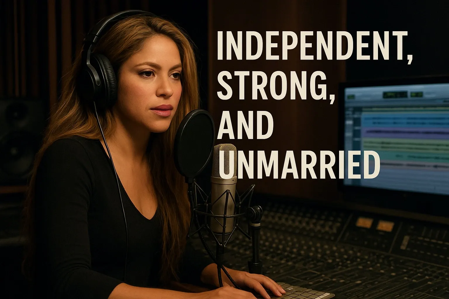 Shakira recording music in studio