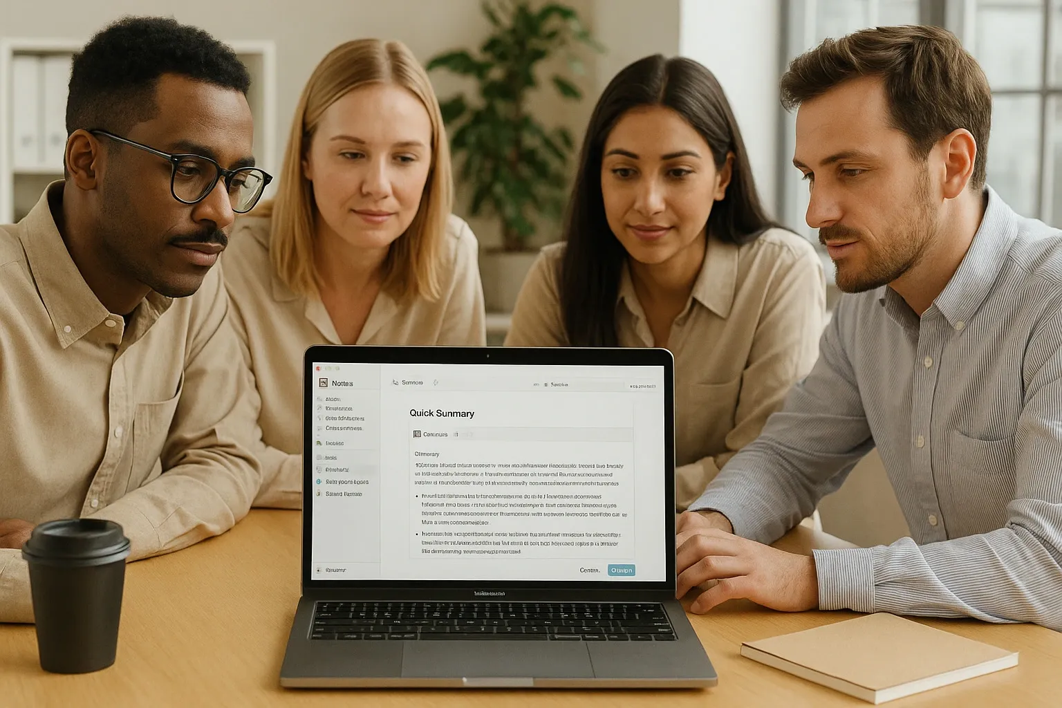 Team using AI-powered research tools in workflow.