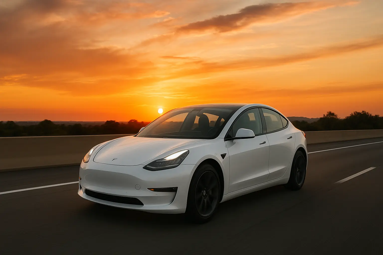 Tesla Model 3 lease deals highway drive