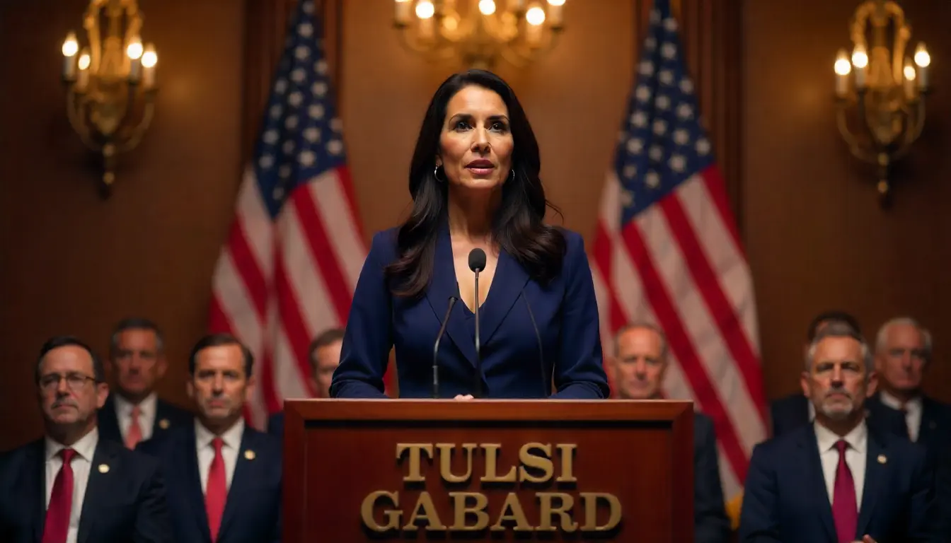 Tulsi Gabbard speaking at a 2025 conservative event