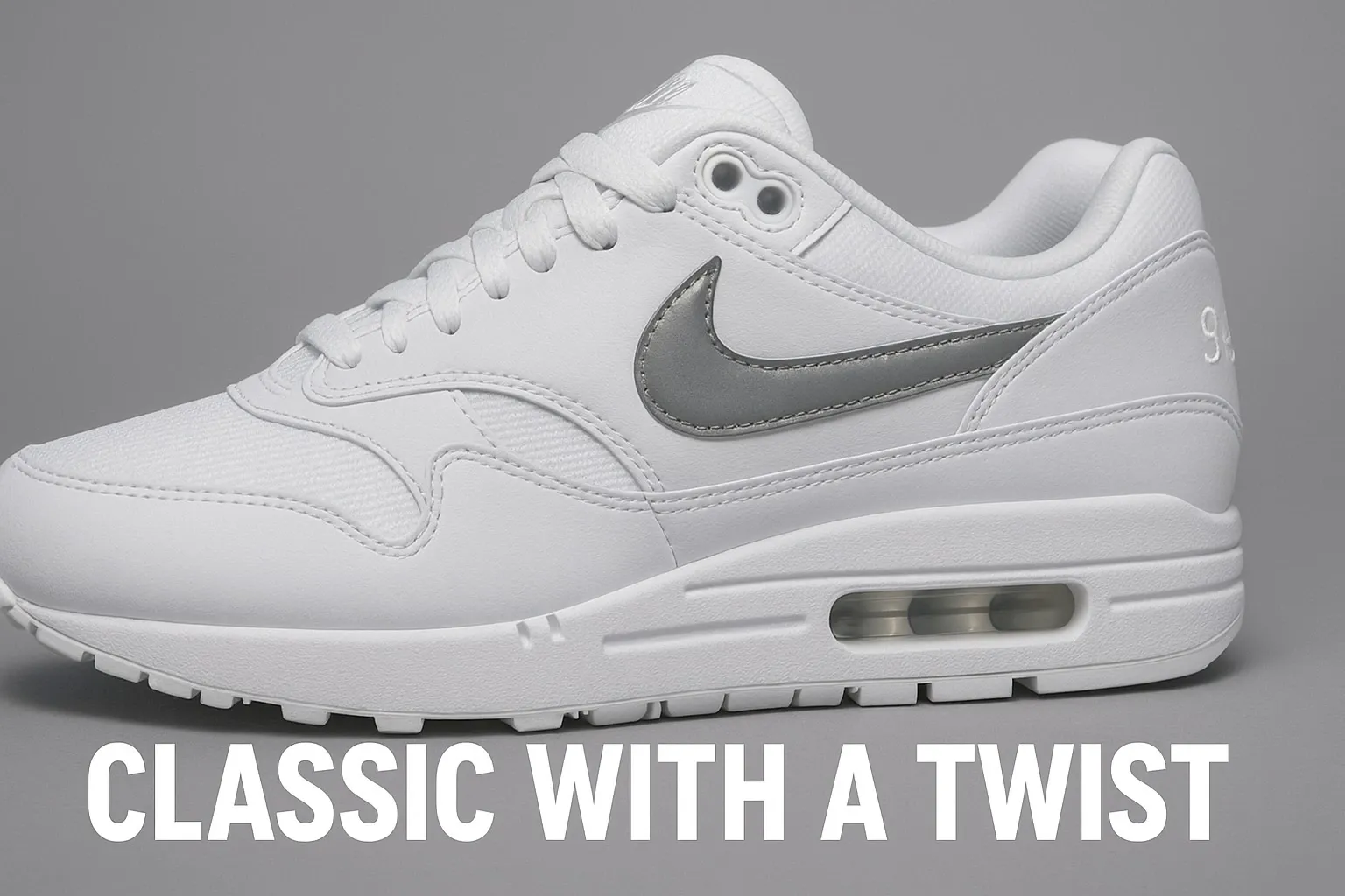 Close-up of Supreme x Nike SB Dunk Low white with reflective Swoosh