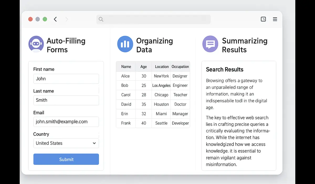 agentic mode browser task automation AI.