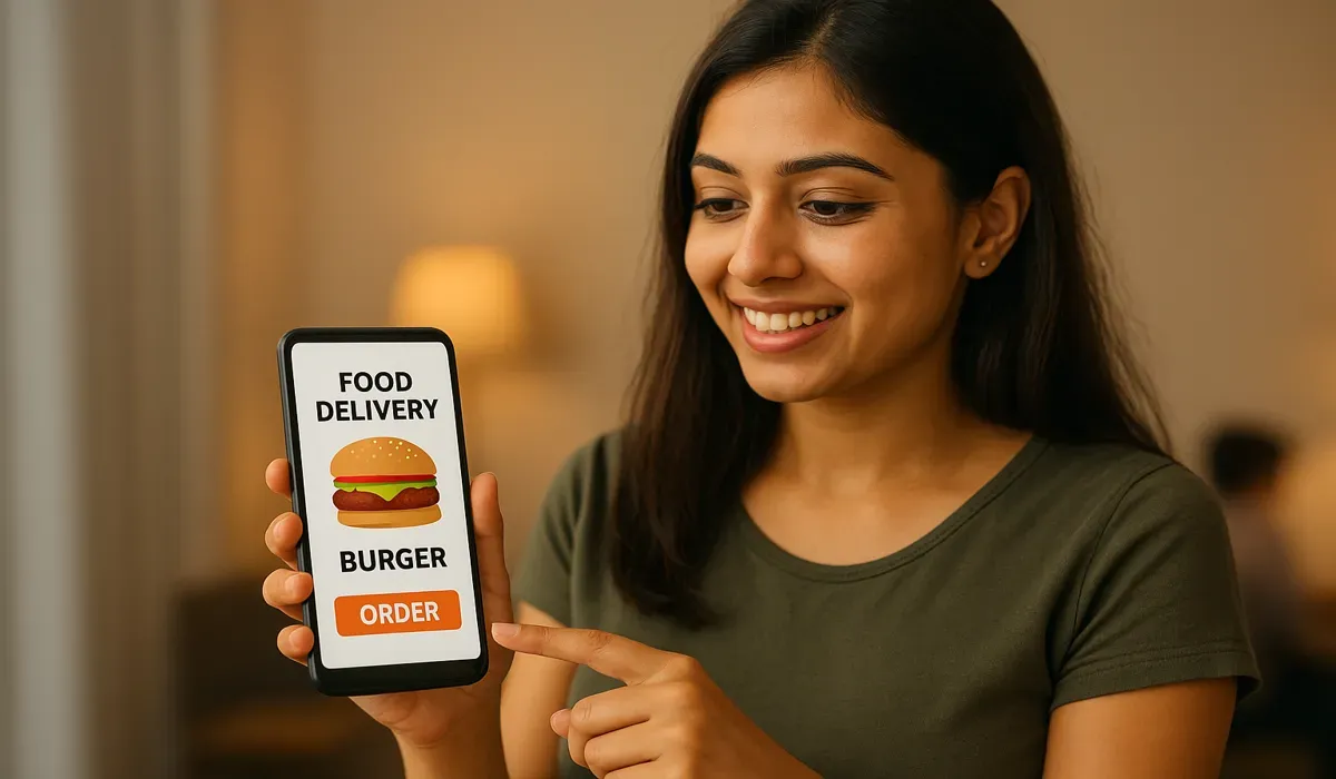 Millennial ordering American food online in India.