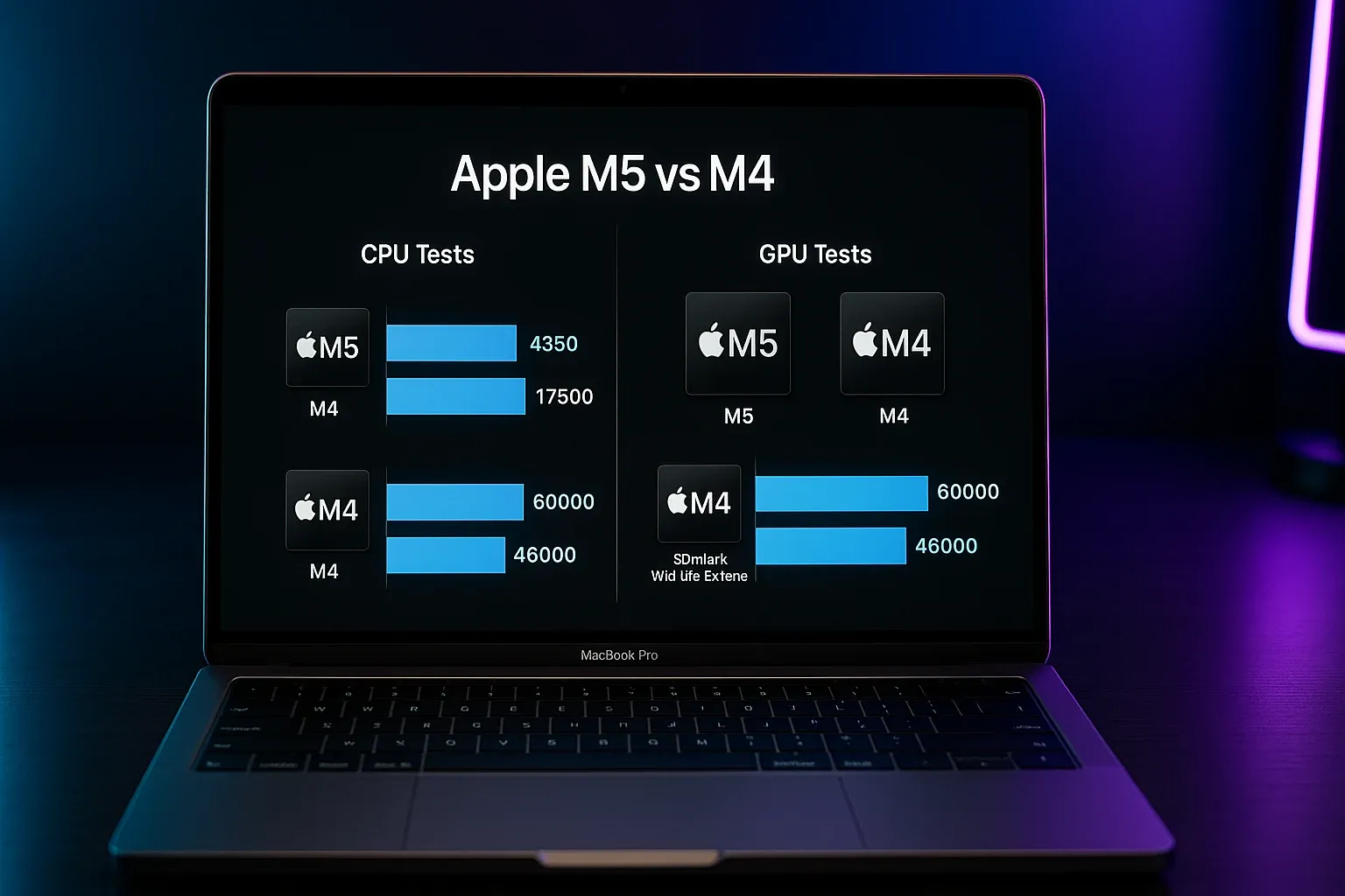 Apple MacBook Pro 2025 M5 benchmark performance comparison