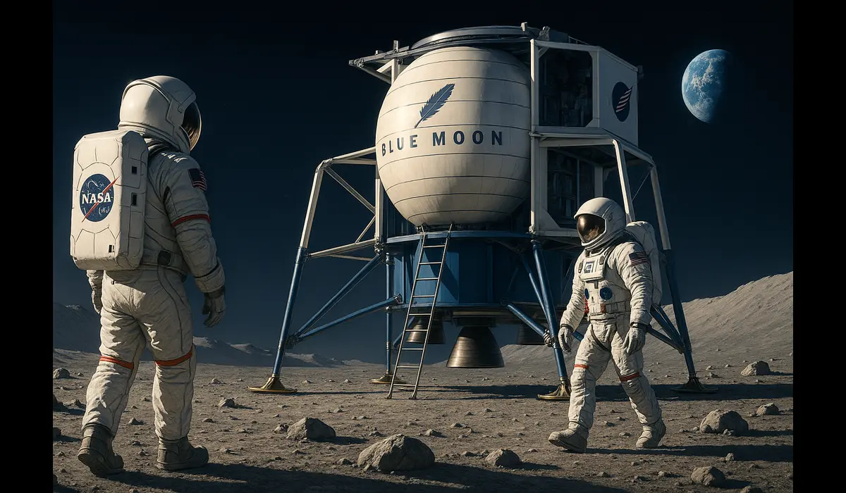 Artemis crew mission NASA Moon Mission Contract Blue Origin Update 2025.