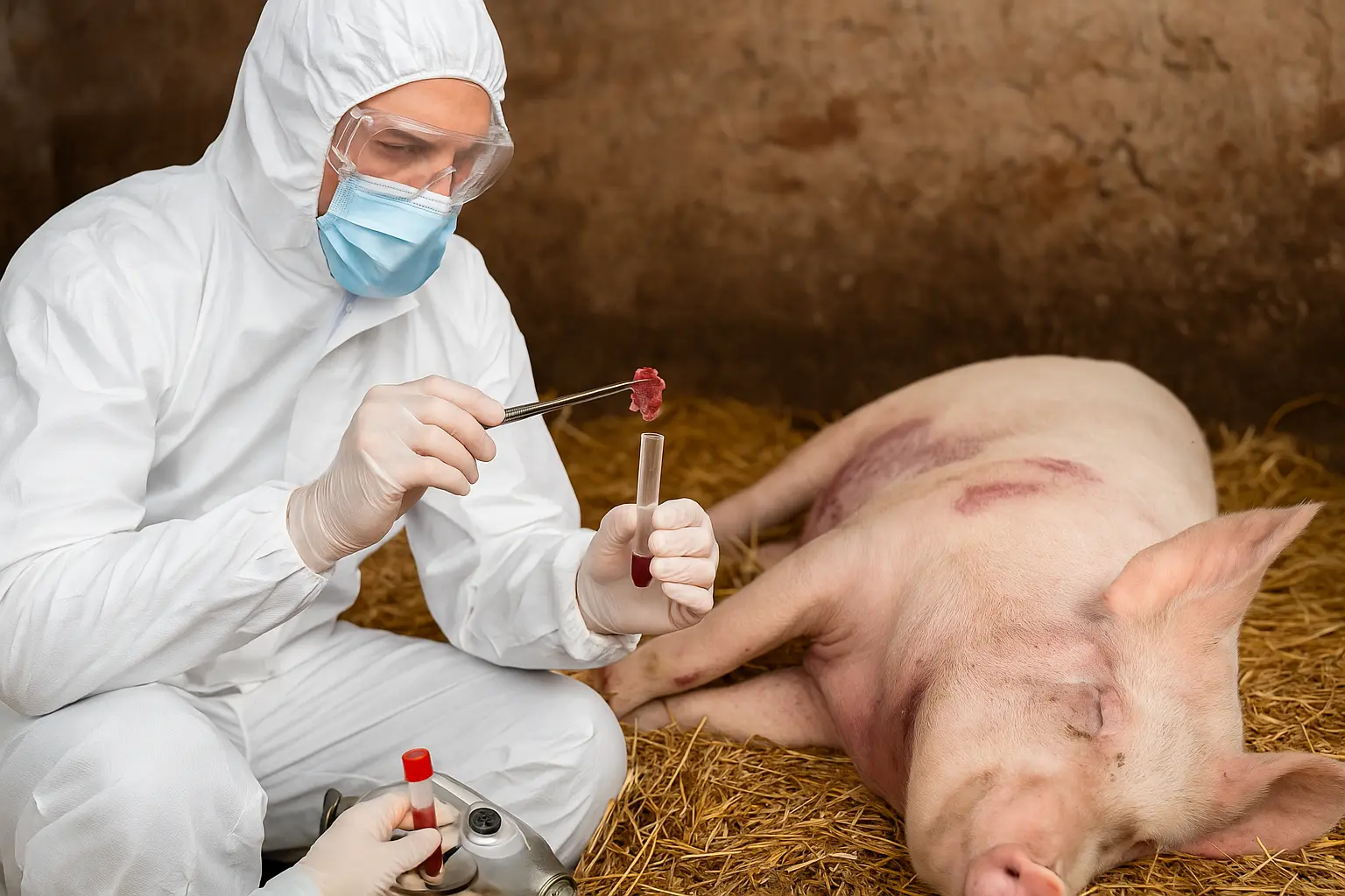 african swine fever diagnosis in pigs tissue sampling