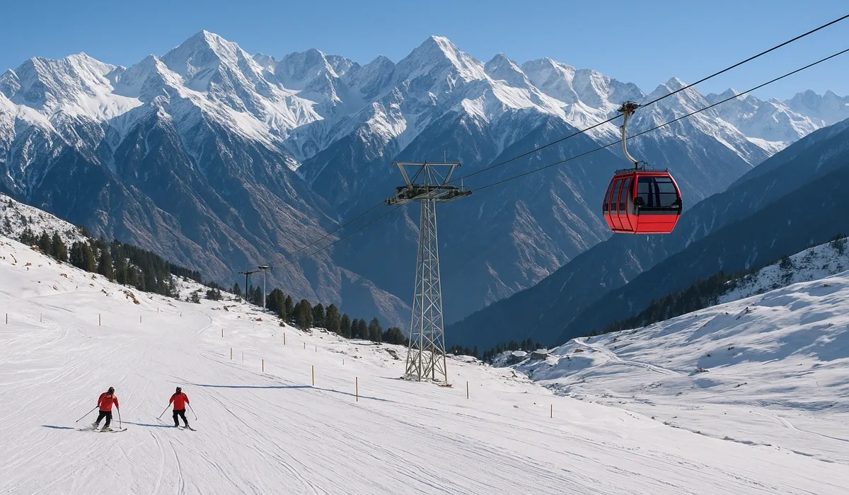 Auli magical hill station skiing India.