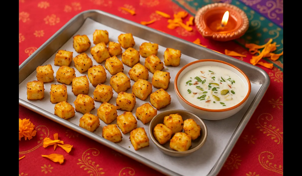 Diwali food ideas for kids baked paneer bites.