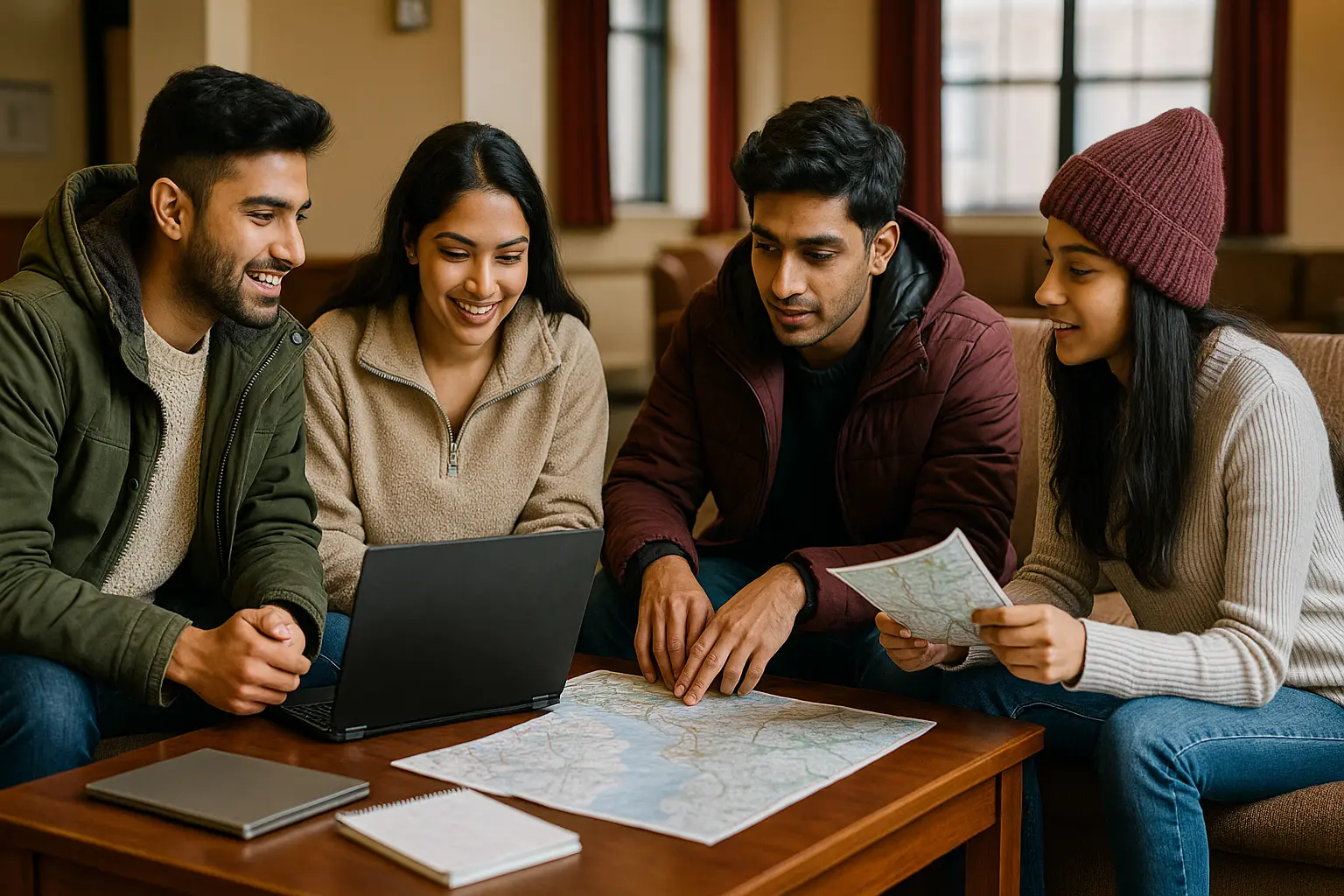 Indian travelers staying in budget-friendly USA accommodation December.