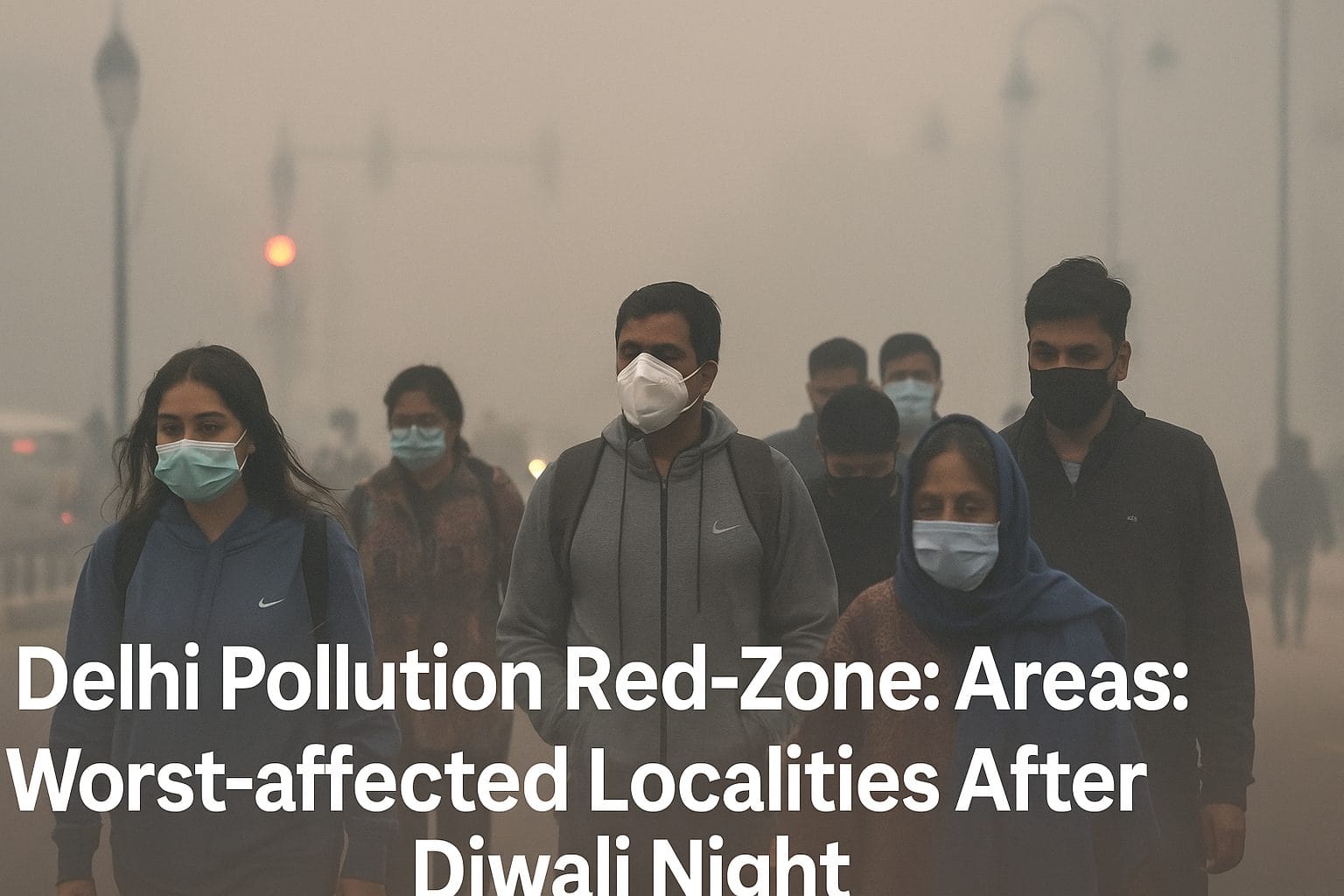 AQI hotspots in Delhi post-Diwali red zones.