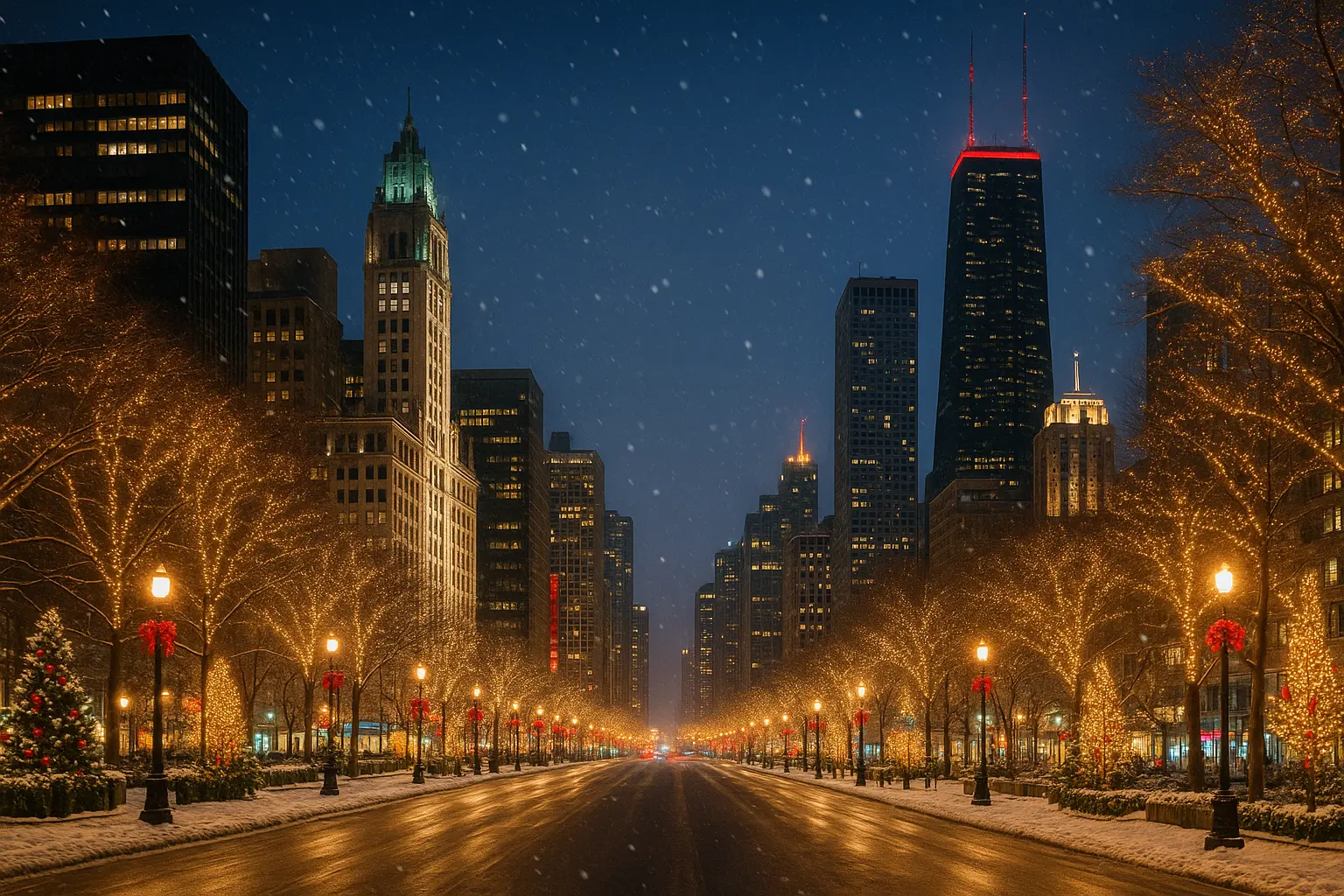 Chicago Magnificent Mile festive skyline – U.S. cities Indians must visit.