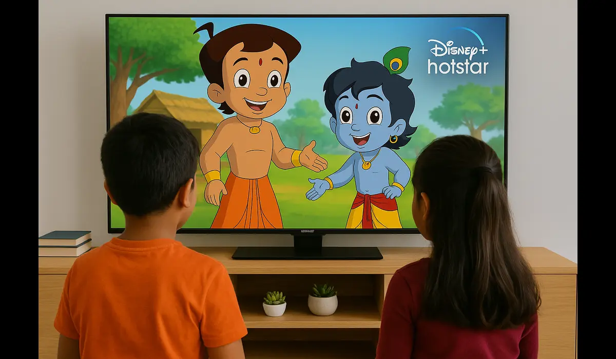 Top Streaming Platforms in USA Loved by Indian Families — kids watching Indian cartoon on Disney+ Hotstar