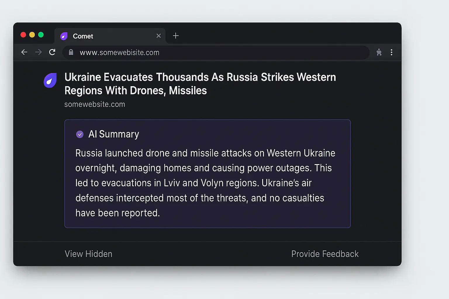 Comet AI browser free interface preview