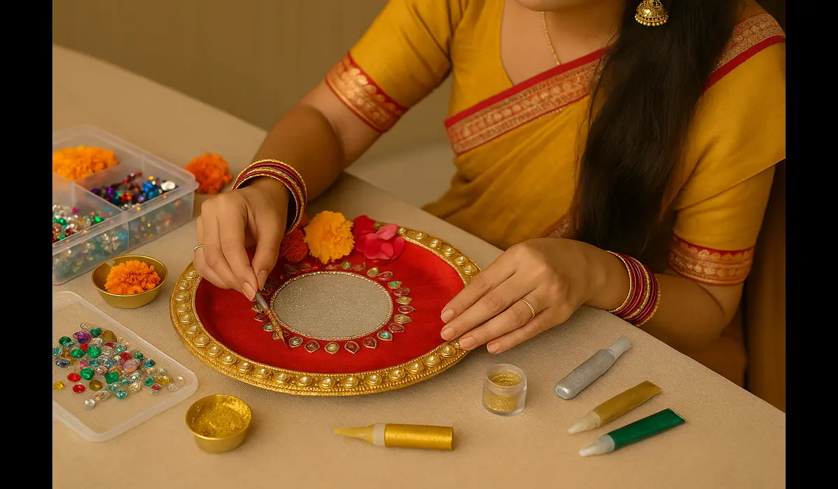 DIY Karwa Chauth thali decoration ideas 2025.