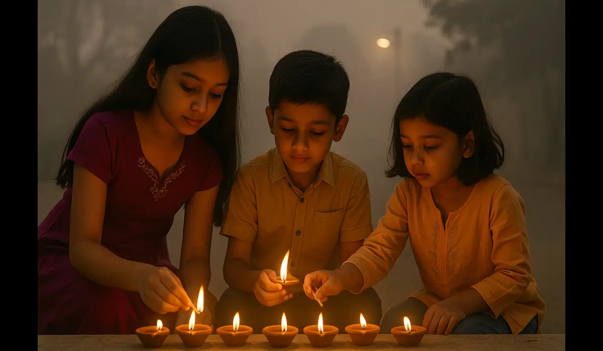 Diwali fireworks air pollution Delhi eco-friendly celebration.