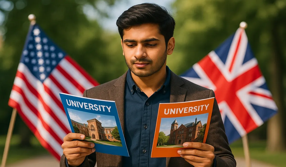 education USA vs UK for Indian students hero image.