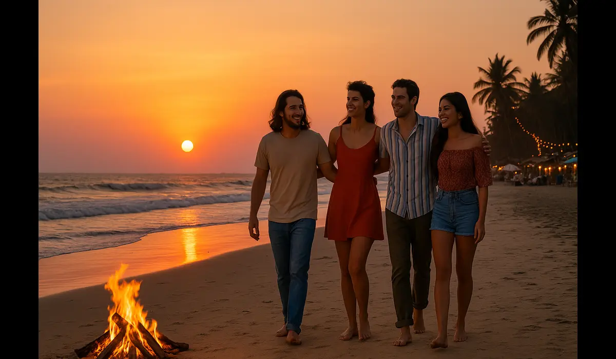 Goa beaches with friends during Year-End Travel in India.