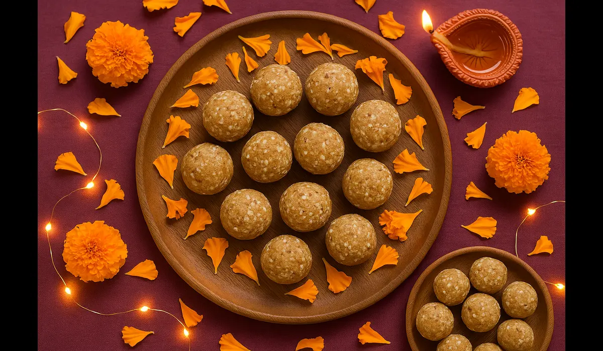 Diwali food ideas for kids fruit and oat laddoos.