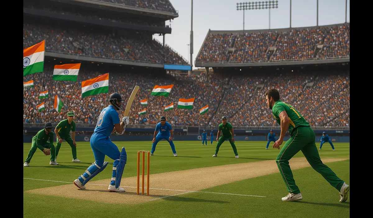 Cricket match showing Indian entertainment USA trends in sports.