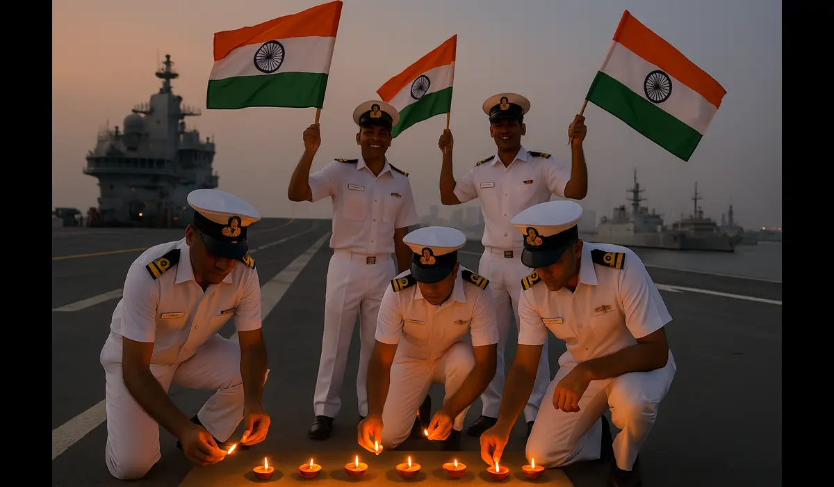 PM Modi Diwali message Bharat Mata Ki Jai with Navy.