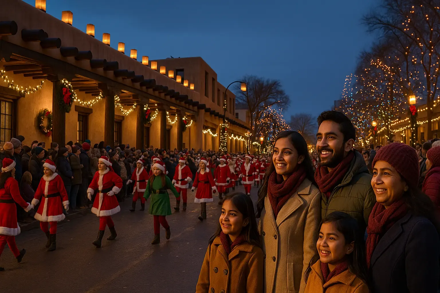 Indian tourists in Santa Fe hidden gem USA year-end trip.