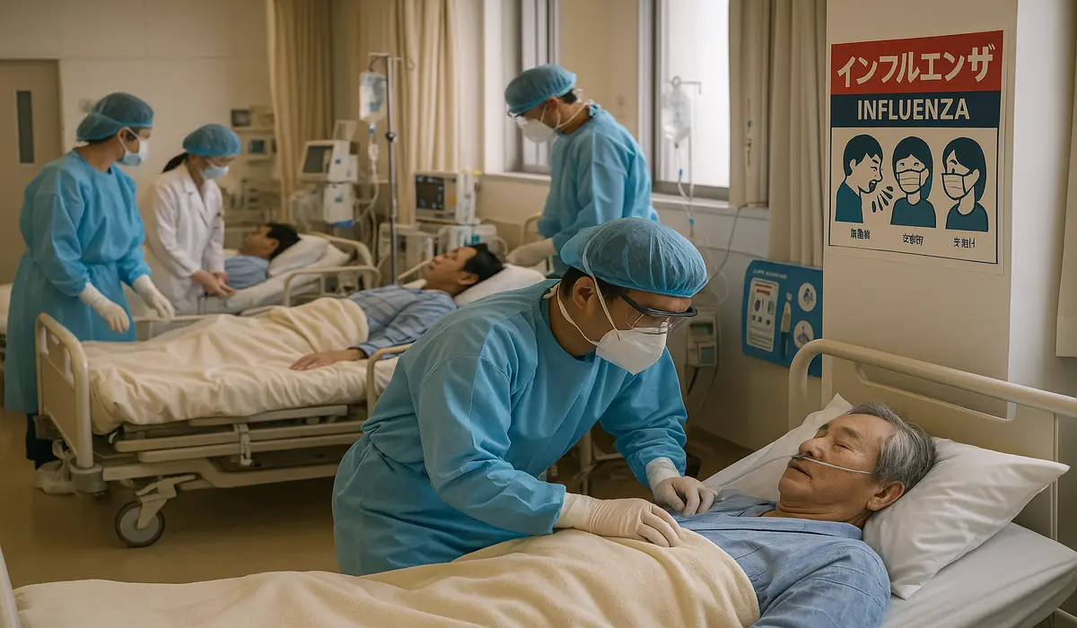hospital ward number of flu cases reported in japan this week