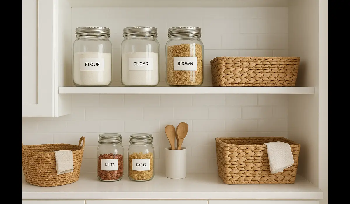 Kitchen organization hacks for pantry shelves.