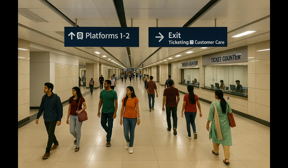 Ticketing and concourse area of Mumbai’s underground metro network opening in 2025.