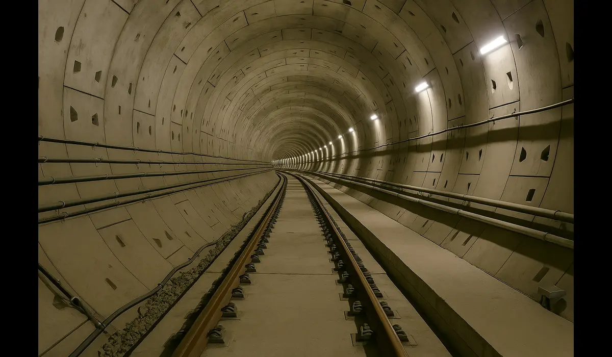Mumbai first underground metro 2025 concourse area with passengers and ticket counters.