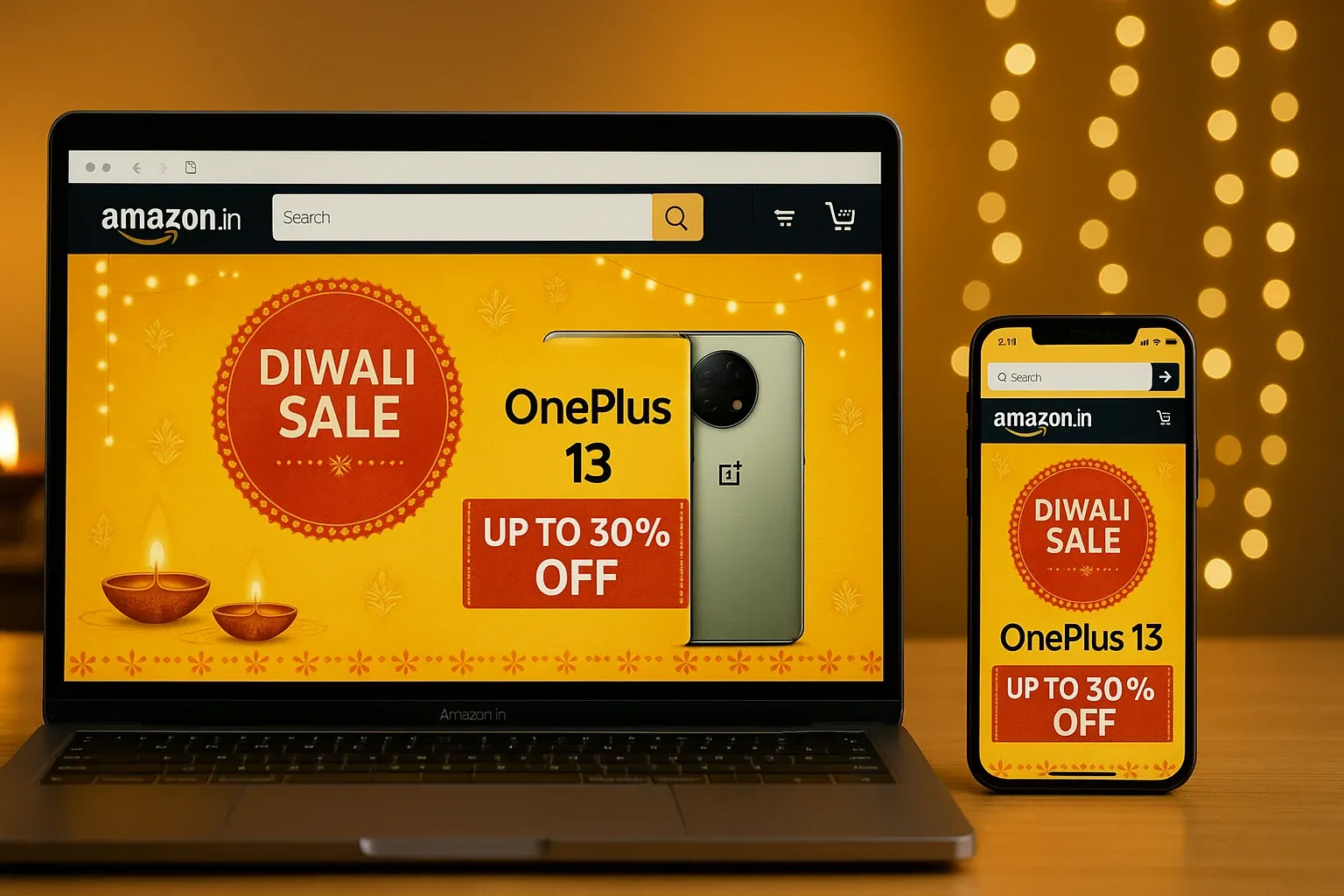 OnePlus 13 design and Diwali offer Amazon India