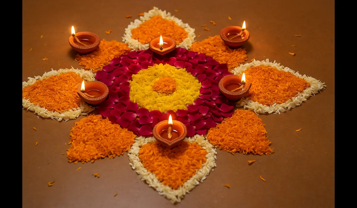 flower rangoli for Diwali