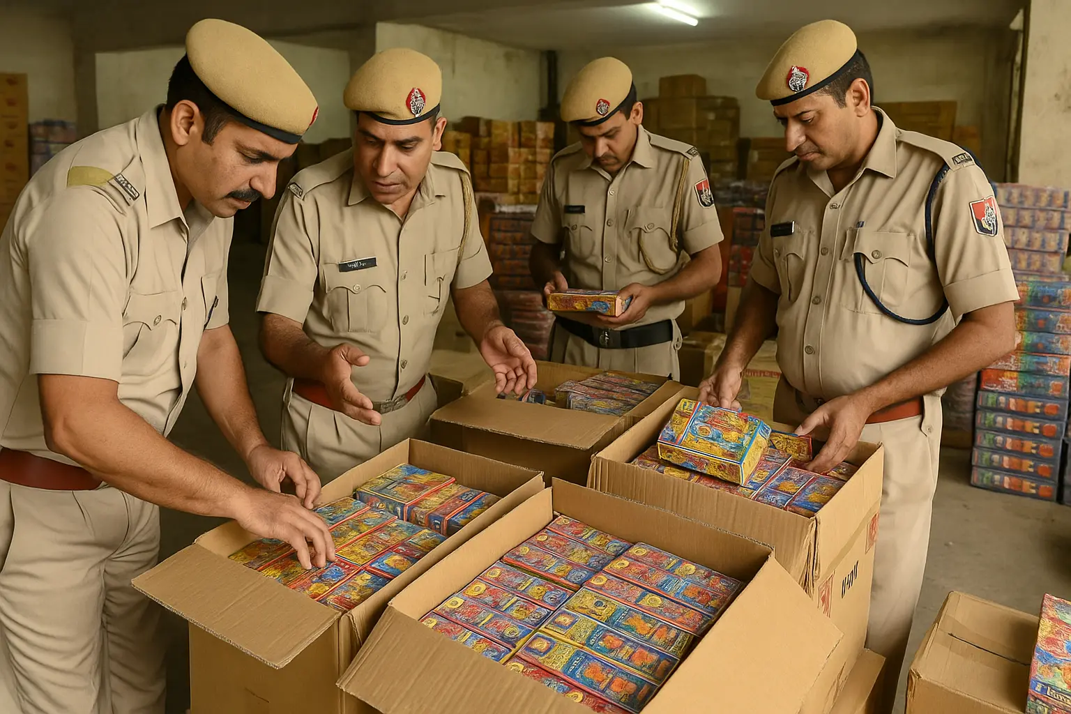 Delhi Police firecracker inspection