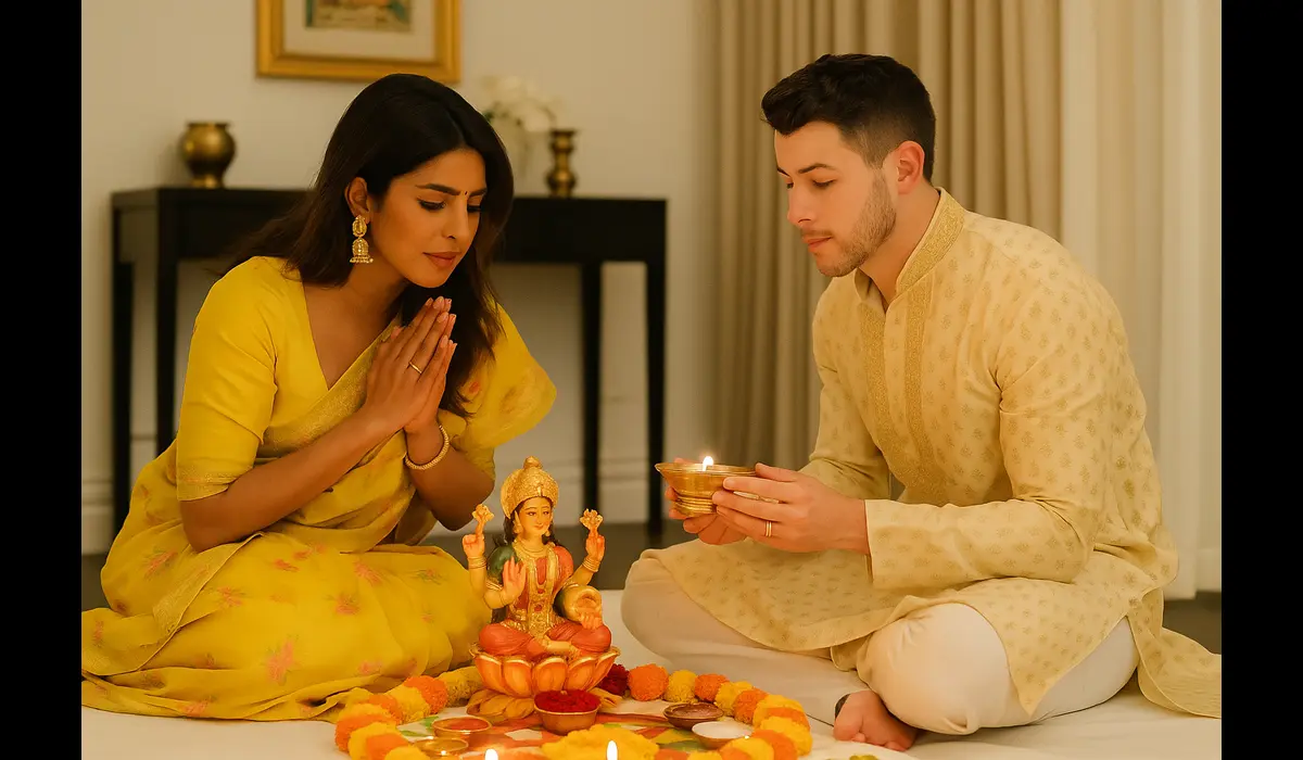 Priyanka Chopra Diwali puja with Nick Jonas