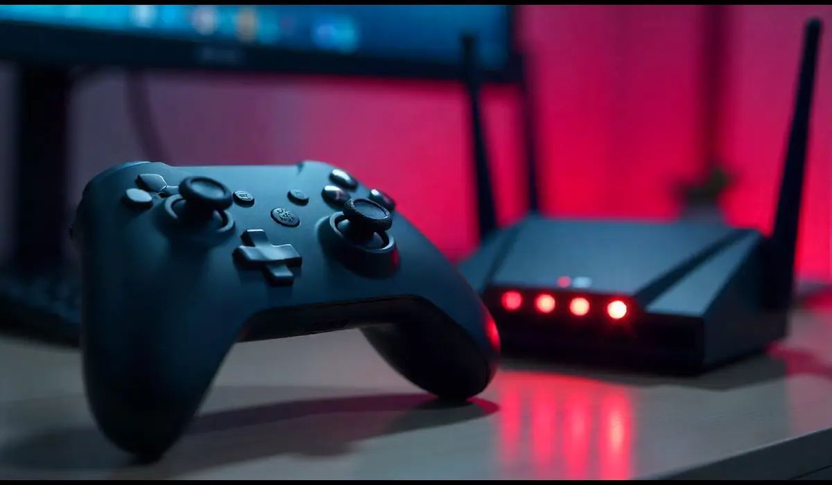 PlayStation Network connectivity issues 2025 with controller and router error lights.