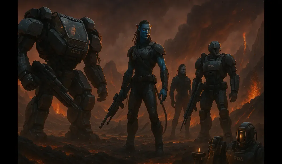 Top fan theories about Avatar: Fire and Ash before release showing RDA’s futuristic fire-resistant technology.