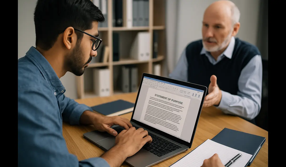 Indian student reviewing SOP for USA university application